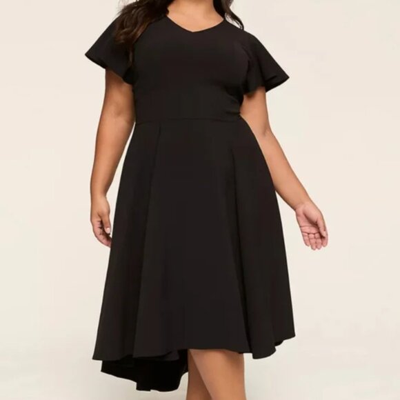 BLACK Lane Bryant Black Lena Midi Scuba Dress - 24 EUC BLACK - Picture 1 of 13